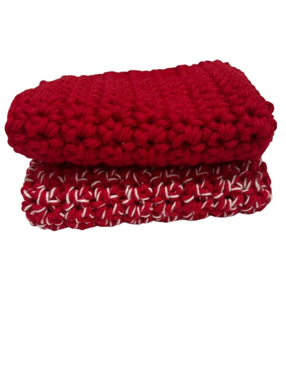 Handmade Chunky Red Crochet Dishcloths - Set of 2